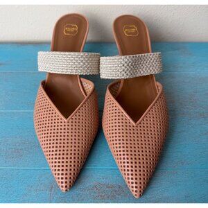 Malone Souliers 'Maisie' Beige Cream Leather Kitten Heel Mules Size 40
